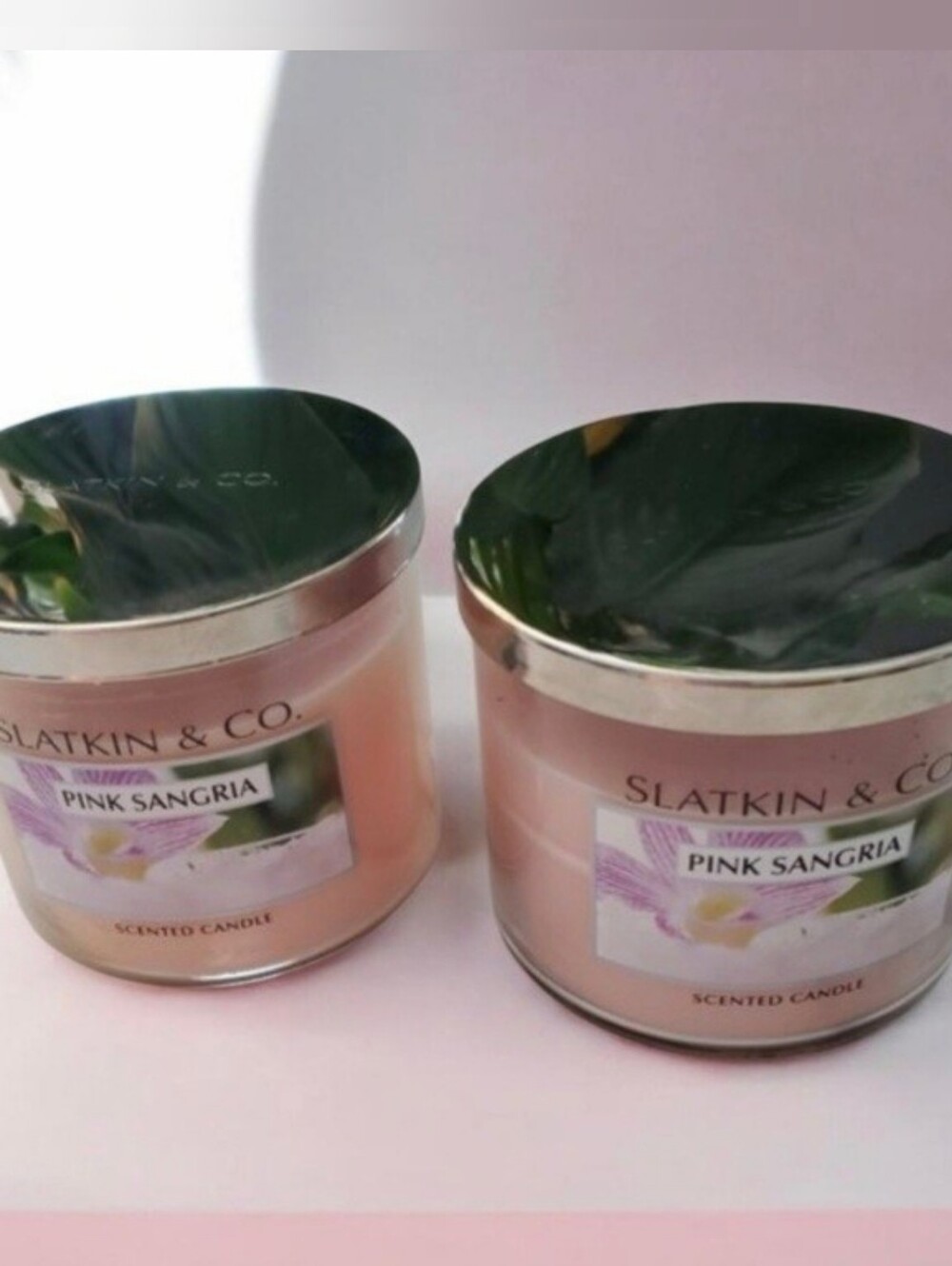 2 Slatkin & Co. Pink Sangria 3 Wick Jar Candle 14.5 oz Bath & Body Works